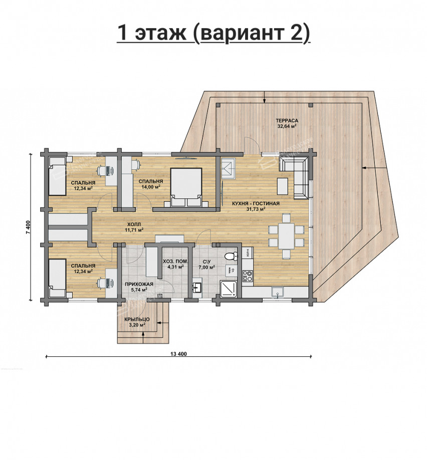 Дом из клееного бруса VZ-374 